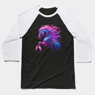 Equestrian Colorful Horseback Riding Art Women Girls Horse Baseball T-Shirt